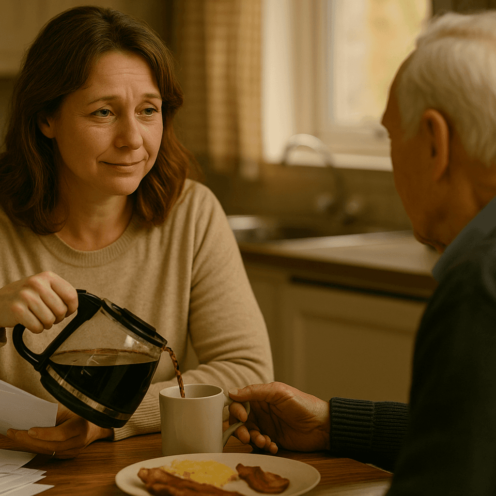 Family caregiver experiencing burnout and exhaustion