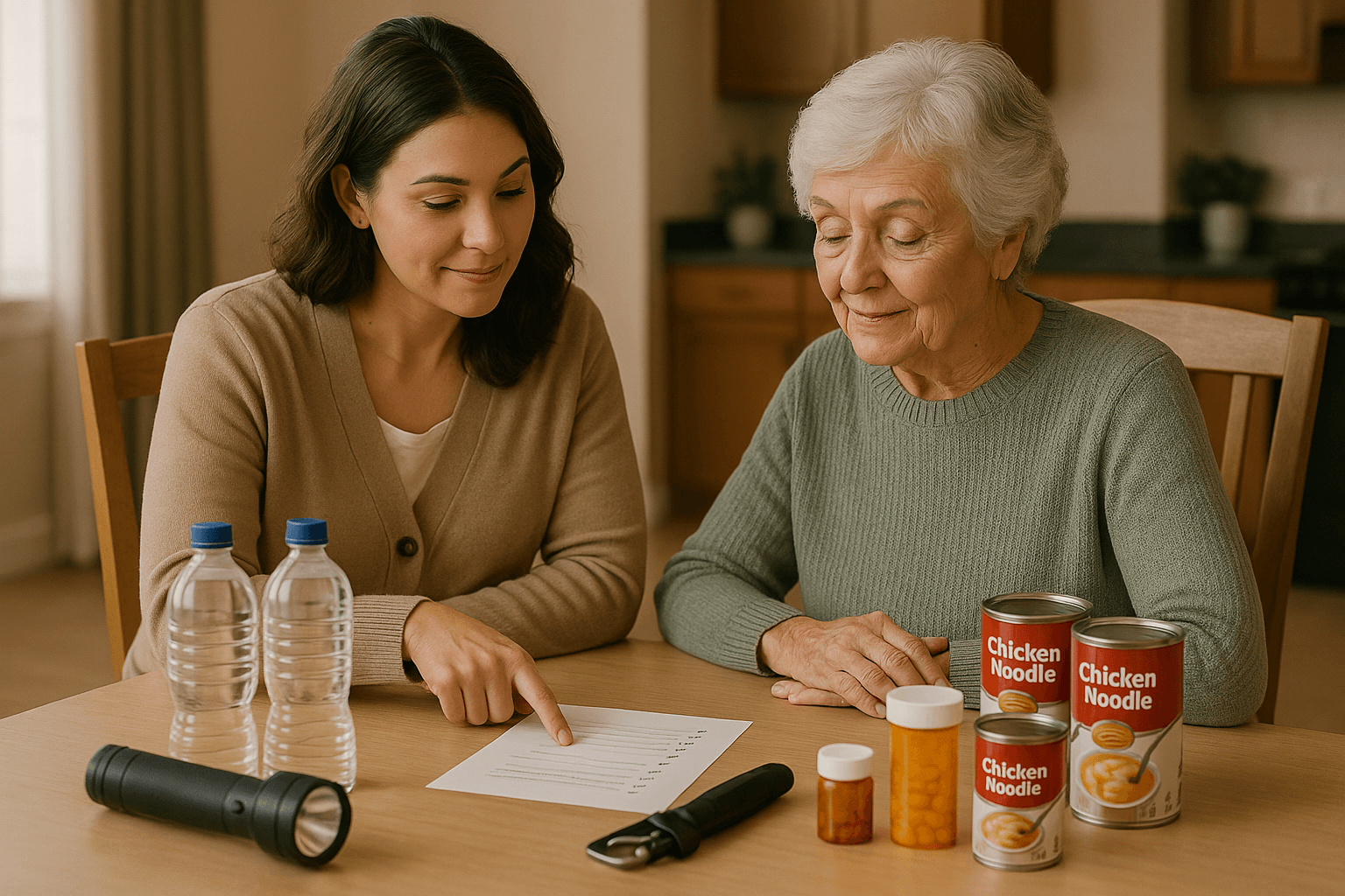 Patricia and Maria working through a winter preparation checklist together