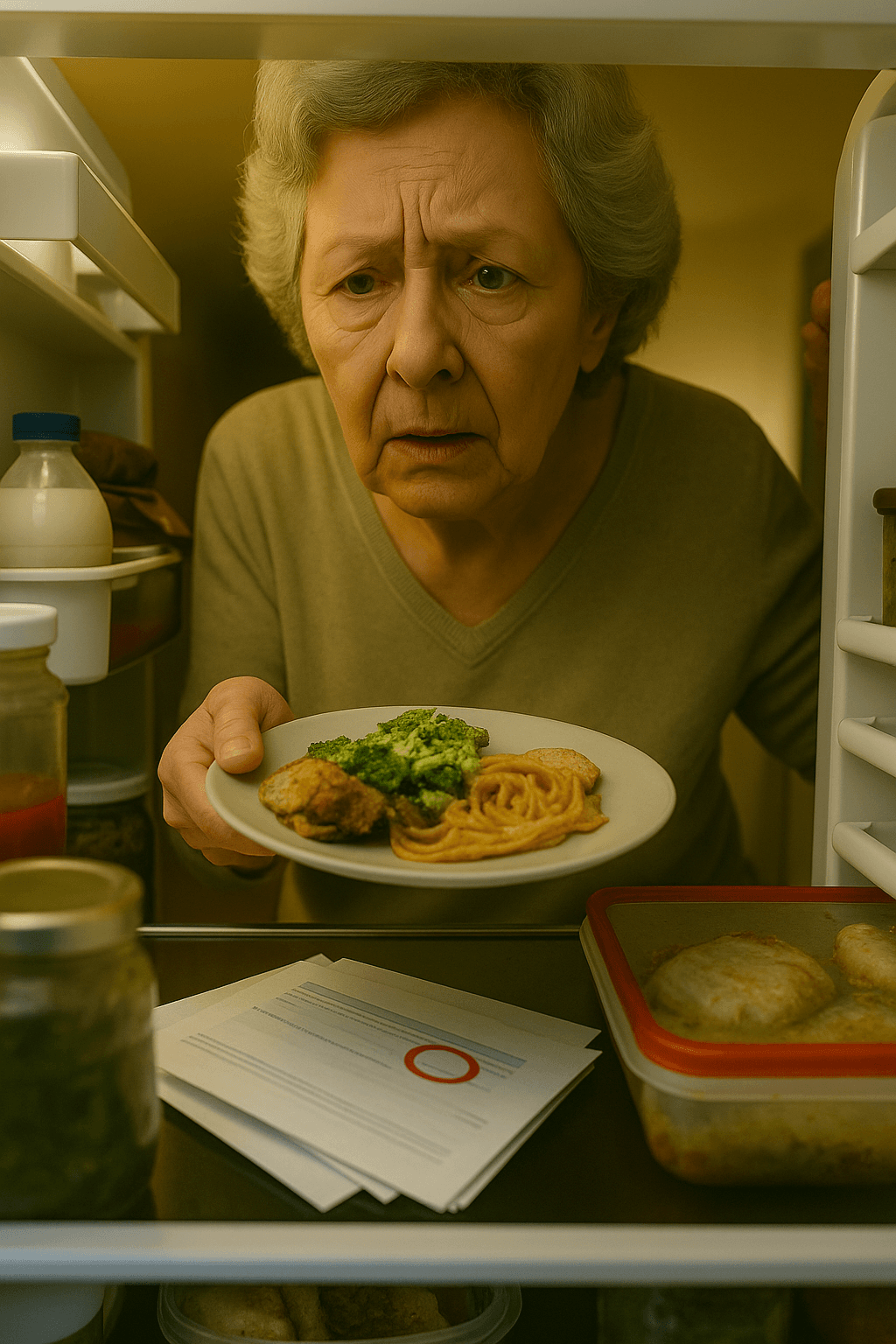 Refrigerator with sparse contents showing subtle signs of decline