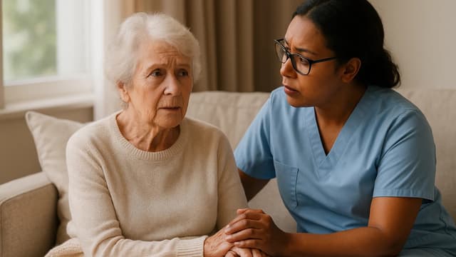 Caregiver providing compassionate dementia care support